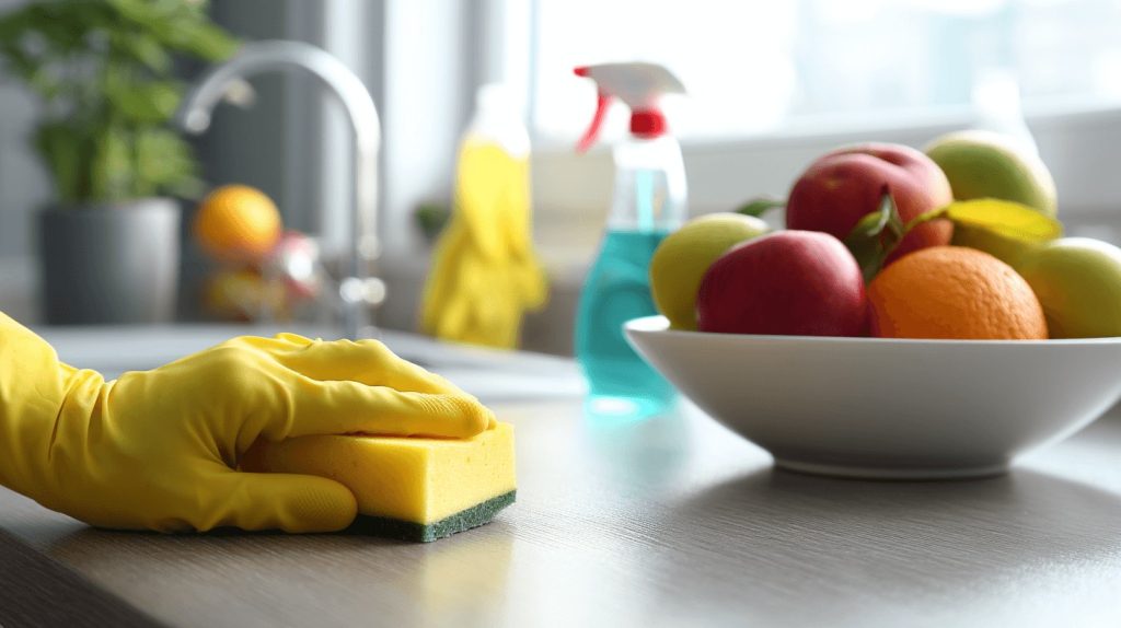 Czyszczenie kuchni w celu zapobiegania muszkom owocówkom