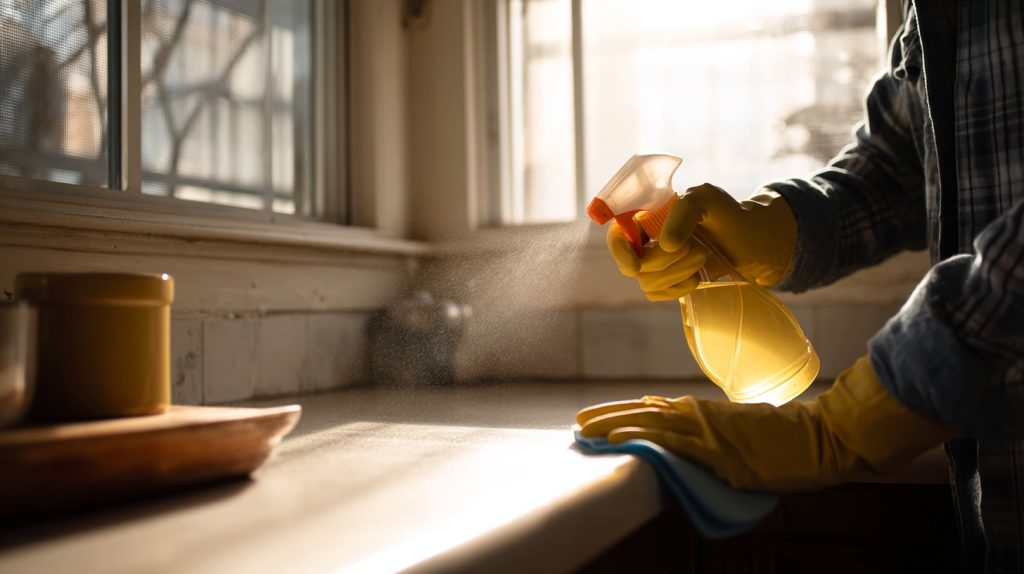 Dezynfekcja kuchni za pomocą octu w sprayu